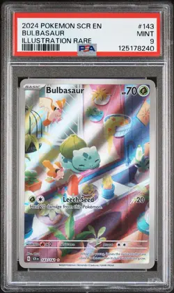 2024 POKEMON SCR EN-STELLAR CROWN ILLUSTRATION RARE #143 BULBASAUR PSA 9 - Image 1
