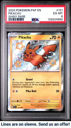 2024 Pokemon Paf En-Paldean Fates #131 Pikachu Shiny Rare PSA 6 - Image 1