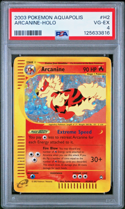 PSA 4 SWIRL 2003 Aquapolis Arcanine Holo Foil H2/H32 WOTC E-Reader Pokemon - Image 1