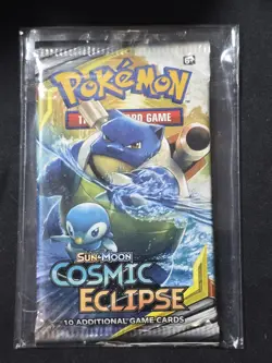 Pokemon Sun & Moon Cosmic Eclipse Booster Pack New Sealed TCG Blastoise Piplup - Image 1