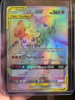 Pokemon Unbroken Bonds Gardevoir & Sylveon GX 225/214 Rare Rainbow Holo NM - Image 1