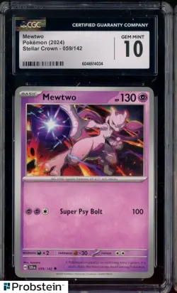 2024 Pokemon Stellar Crown #059/142 Mewtwo CGC 10 GEM MINT - Image 1