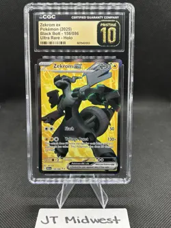 Zekrom EX 158/086 Full Art Ultra Rare Black Bolt Pokemon TCG CGC Pristine 10 - Image 1