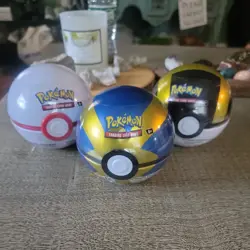 NEW-Pokemon TCG: Pokeball Tins - Set of 3 - Ultra /Premier /Quick Ball A24 - Image 1