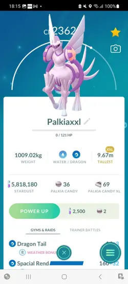 Pokemon Go Legendary Palkia (Spacial rend) ( XXL) ( Normal ) - Image 1
