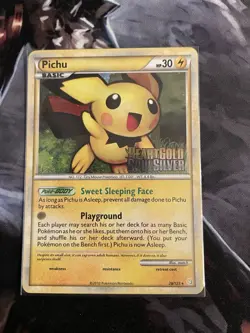 Pokemon Pichu 28/123 HeartGold & SoulSilver Staff Prerelease Promo stamp - Image 1