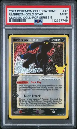 2021 POKEMON CELEBRATIONS CLASSIC COLL #17 UMBREON-GOLD STAR PSA 9 - Image 1
