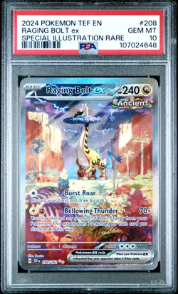 2024 POKEMON TEF EN-TEMPORAL FORCES #208 RAGING BOLT EX PSA 10 - Image 1
