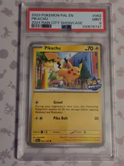Pokemon Pikachu 2024 Rain City Showcase PSA 9 #062 062/193 - Image 1