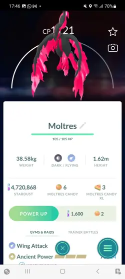 Pokemon Go Legendary Galerian Moltres ( Normal ) - Image 1