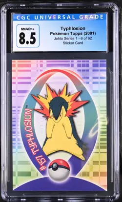 2001 Pokemon TV Animation Edition Johto Series 1 Sticker #157 Typhlosion CGC 8.5 - Image 1