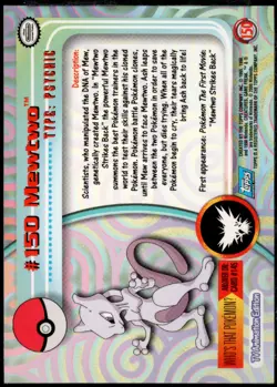2000 Topps Pokemon TV Animation Edition Series 3 Holo Foil #150 Mewtwo - Image 2