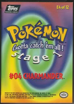 topps Pokemon The First Movie Holo E4 Charmander Black Logo Smooth Foil - Image 2