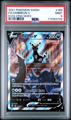 2021 POKEMON SWORD & SHIELD EVOLVING SKIES #189 FULL ART/UMBREON V PSA 9 - Image 1