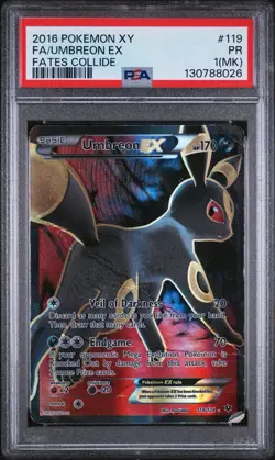 PSA 1 Pokemon Umbreon EX 119/124 Fates Collide Ultra Rare Full Art Holo - Image 1