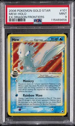 2006 POKEMON EX DRAGON FRONTIERS GOLD STAR #101 MEW-HOLO PSA 9 - Image 1