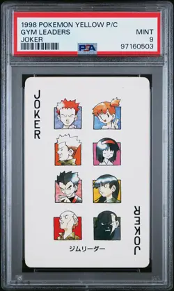 1998 POKEMON YELLOW VERSION PLAYING CARDS JOKER GYM LEADERS PSA 9 - Image 1