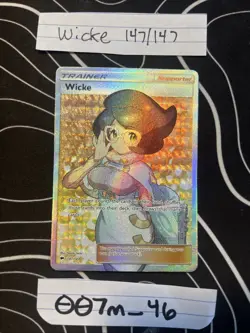 Pokemon Burning Shadows 147/147 Wicke Full Art Trainer Ultra Rare Sought After - Image 1