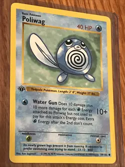 POLIWAG Pokemon Card - WOTC - 1st Edition - Base Set - Shadowless - 59/102 NM - Image 1