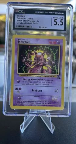 CGC 5.5 Mewtwo 2000 Black Star Promos 14 Mewtwo Strikes Back Pokemon Card - Image 1