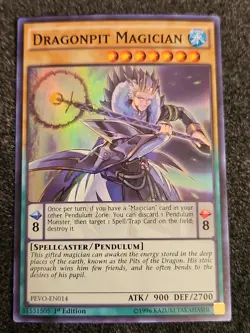 1ST EDITION DRAGONPIT MAGICIAN 1996 PEVO-EN014 YUGIOH CARD LP - Image 1