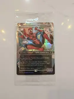 Spectacular Spider-Man Mtg Card 014 Prerelease Stamped BORDERLESS FOIL SEALED NM - Image 1