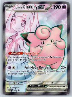 Lillie's Clefairy ex Premium Tournament Collection Promo SVP 195 Pokemon Card NM - Image 1
