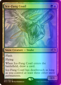 MTG Magic the Gathering Ice-Fang Coatl (203/404) Modern Horizons LP FOIL - Image 1