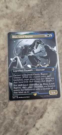 Blue, Loyal Raptor (Borderless) Universes Beyond: Jurassic World Rare MTG NM - Image 1