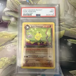 First Edition 2000 Pokemon Team Rocket 43/82 Dark Primeape PSA Mint 9 - Image 1