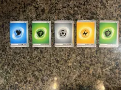 Set of 5 Pokemon Scarlet Violet Energies Twilight Masquerade Miscut Error - Image 1