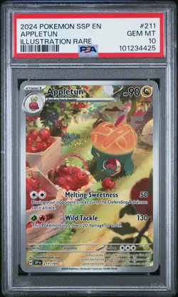 2024 POKEMON SSP EN-SURGING SPARKS ILLUSTRATION RARE #211 APPLETUN PSA 10 - Image 1