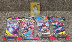 Pokemon Mega Evolution Sleeved Booster Packs Sealed Set of 4 + Iron Valiant ex - Image 1