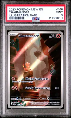 2023 POKEMON MEW EN-151 ILLUSTRATION RARE #168 CHARMANDER PSA 9 - Image 1