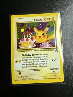 Pokemon 2000 ______'s Pikachu #24 Black Star Promo Holo Birthday Pikachu LP - Image 1
