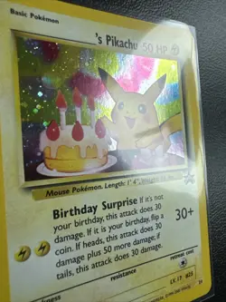 Pokemon 2000 ______'s Pikachu #24 Black Star Promo Holo Birthday Pikachu LP - Image 3