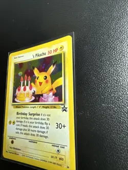 Pokemon 2000 ______'s Pikachu #24 Black Star Promo Holo Birthday Pikachu LP - Image 4