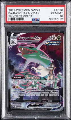 2022 POKEMON SWORD & SHIELD SILVER TEMPEST #TG20 FULL ART/RAYQUAZA VMAX PSA 10 - Image 1