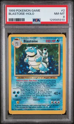 1999 POKEMON BASE SET UNLIMITED #2 BLASTOISE-HOLO PSA 8 - NEW CERT - Image 1
