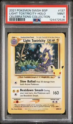 2021 POKEMON SWSH PROMO CELEBRATIONS COLLECTION LIGHT TOXTRICITY-HOLO PSA 9 - Image 1