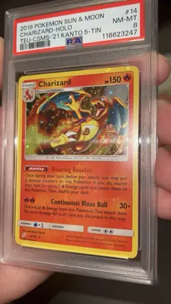 PSA 8 Pokemon 2019 Charizard Cosmos Holo BLEED 14/181 Kanto Costco EXCLUSIVE - Image 1