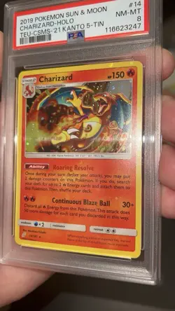 PSA 8 Pokemon 2019 Charizard Cosmos Holo BLEED 14/181 Kanto Costco EXCLUSIVE - Image 2
