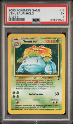 2000 POKEMON BASE SET 2 #18 VENUSAUR-HOLO PSA 5 - Image 1