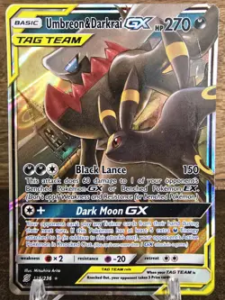 Pokemon Card TCG Tag Team Unified Minds #125/236 Umbreon & Darkrai GX MP Holo - Image 1