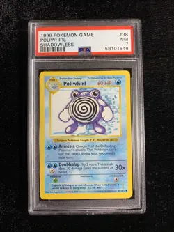 Shadowless Poliwhirl 38/102 - Base Set WoTC English Pokemon Card - PSA 7 NM - Image 1