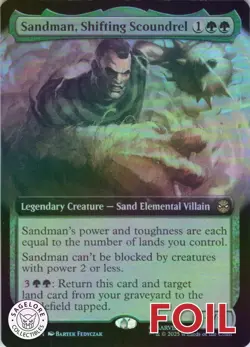 MTG Sandman Shifting Scoundrel (Extended Art) (266) | NM Foil | Spider-Man {SPM} - Image 1