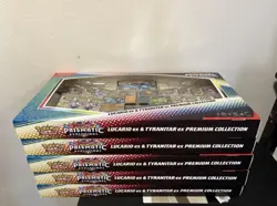 5x Pokemon Prismatic Evolutions Lucario EX and Tyranitar EX Premium Collection - Image 1