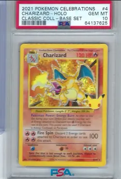 2021 Pokemon Celebrations Charizard Holo PSA 10 Classic Collection Base - Image 1