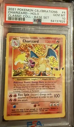 2021 Pokemon Celebrations Charizard Holo PSA 10 Classic Collection Base - Image 3
