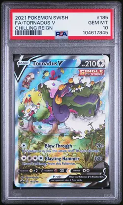 2021 POKEMON SWORD & SHIELD CHILLING REIGN #185 FULL ART/TORNADUS V PSA 10 - Image 1